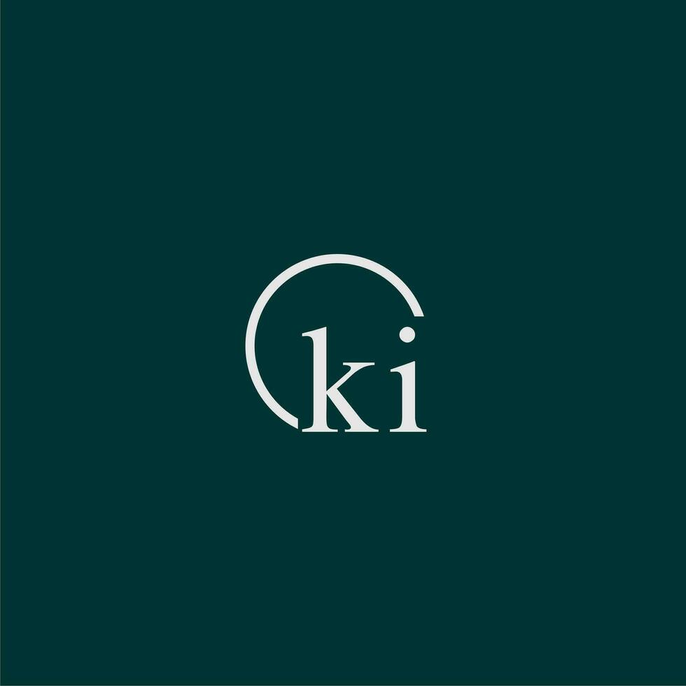 KI initial monogram logo with circle style design vector