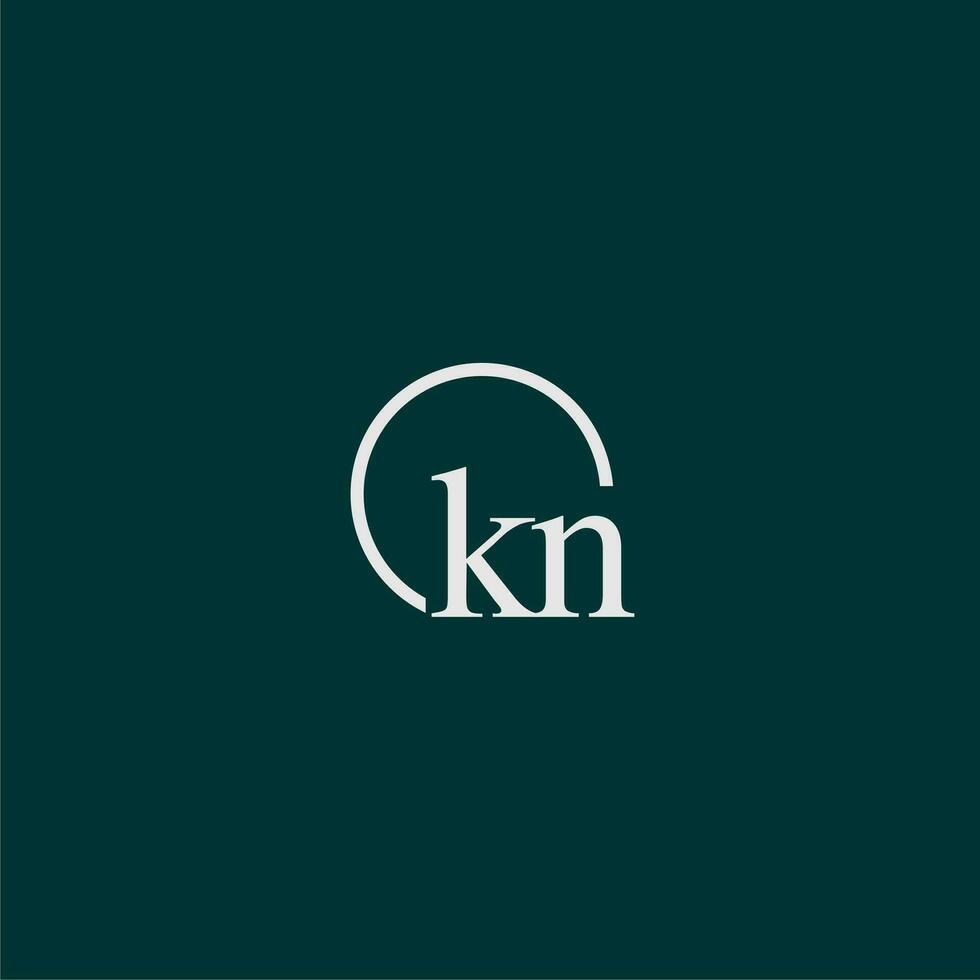 KN initial monogram logo with circle style design vector