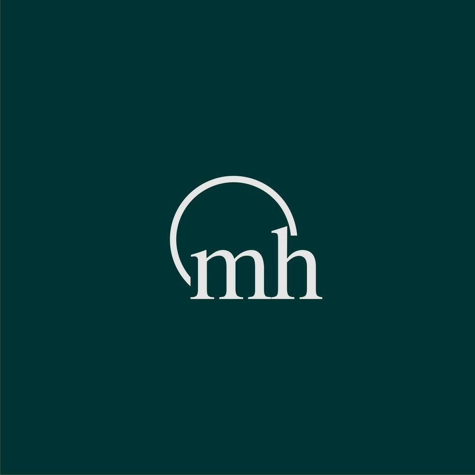 MH initial monogram logo with circle style design vector