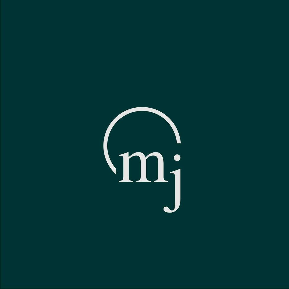 MJ initial monogram logo with circle style design vector