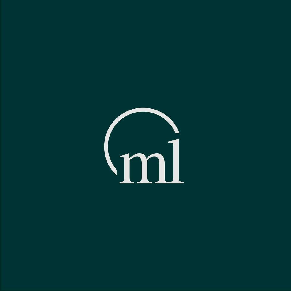 ML initial monogram logo with circle style design vector