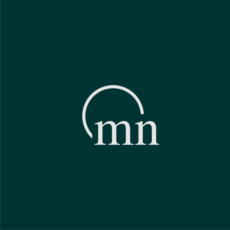 MN initial monogram logo with circle style design vector