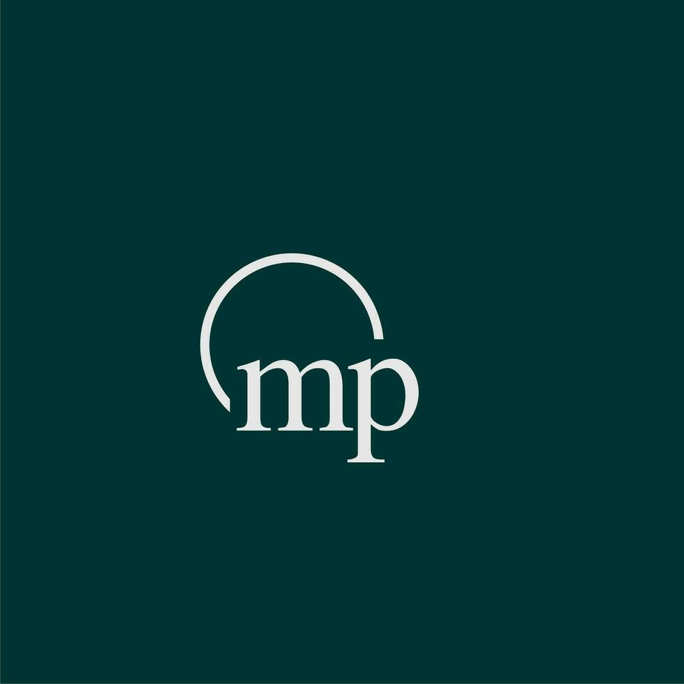 MP initial monogram logo with circle style design vector