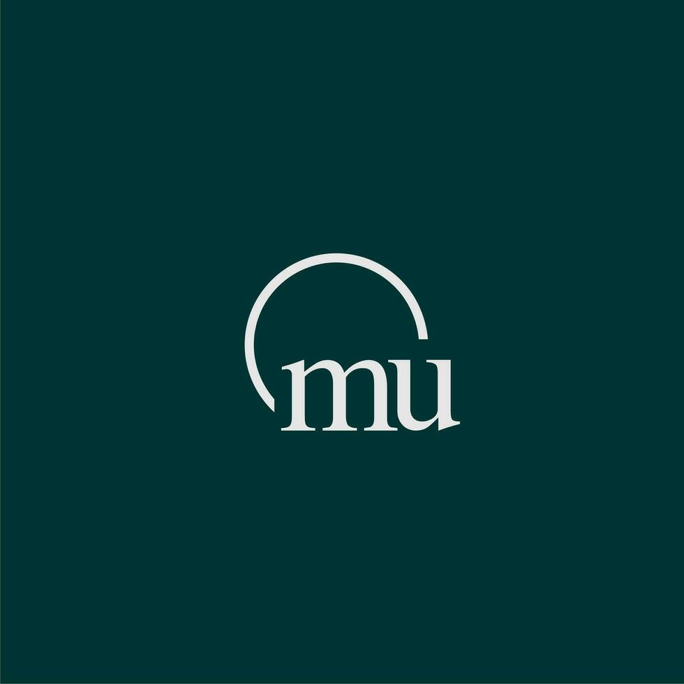 mu inicial monograma logo con circulo estilo diseño vector