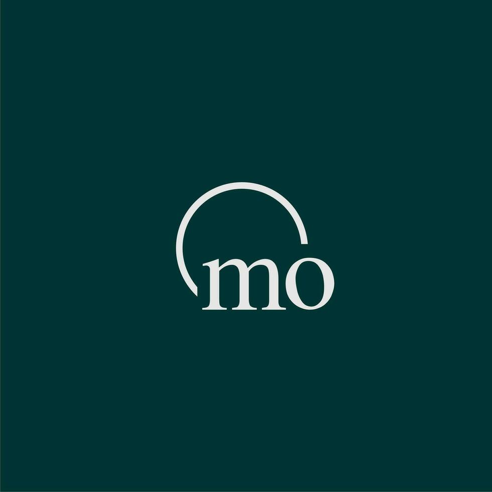 MO initial monogram logo with circle style design vector