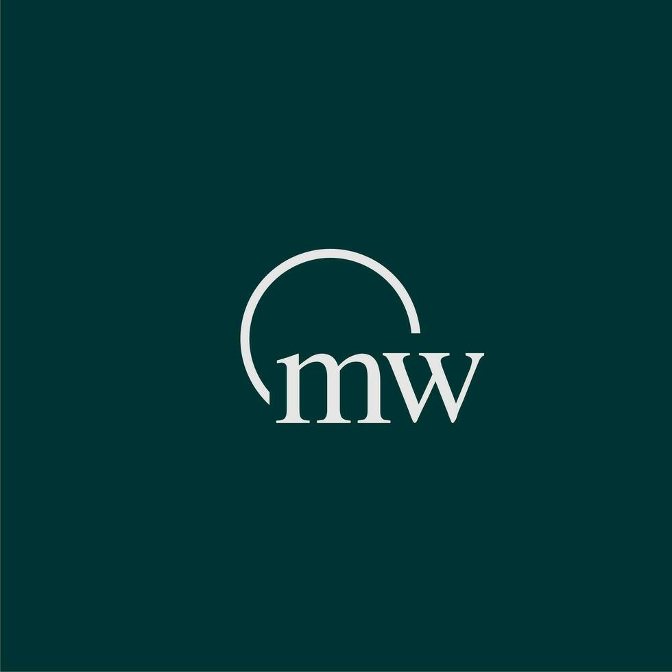 MW initial monogram logo with circle style design vector