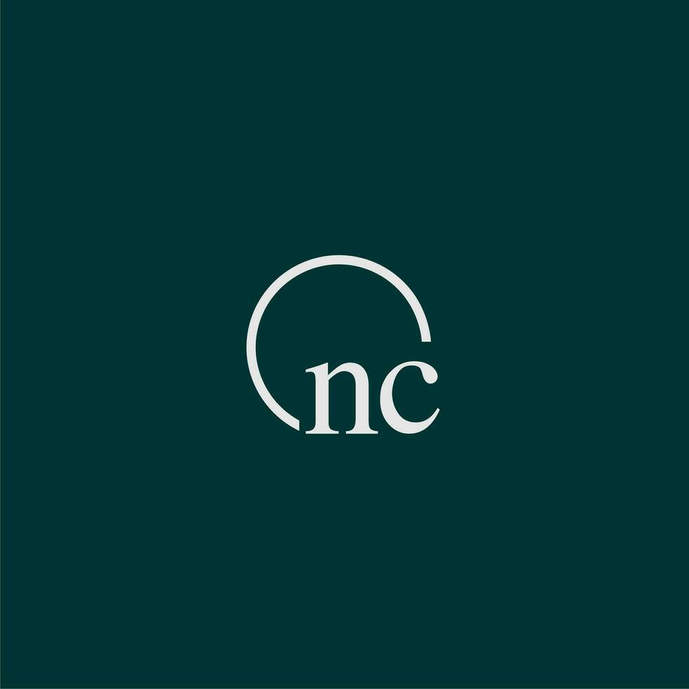 NC initial monogram logo with circle style design vector