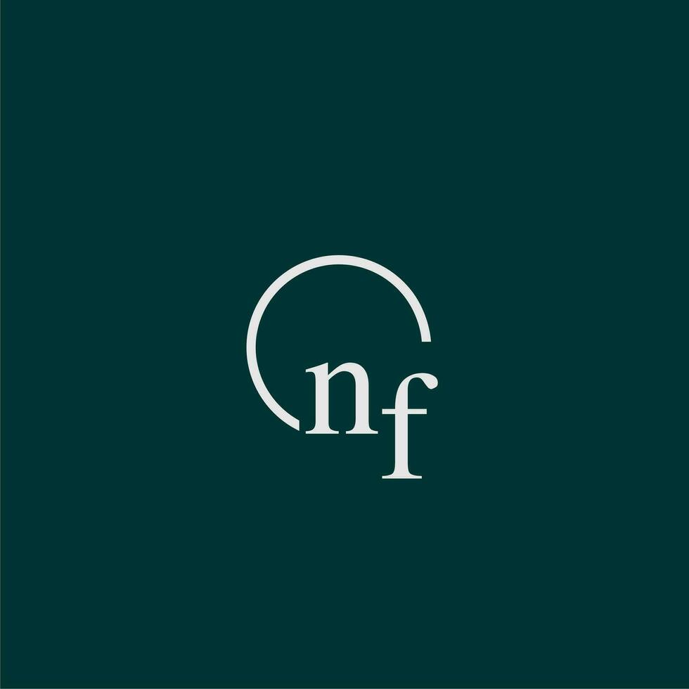 NF initial monogram logo with circle style design vector