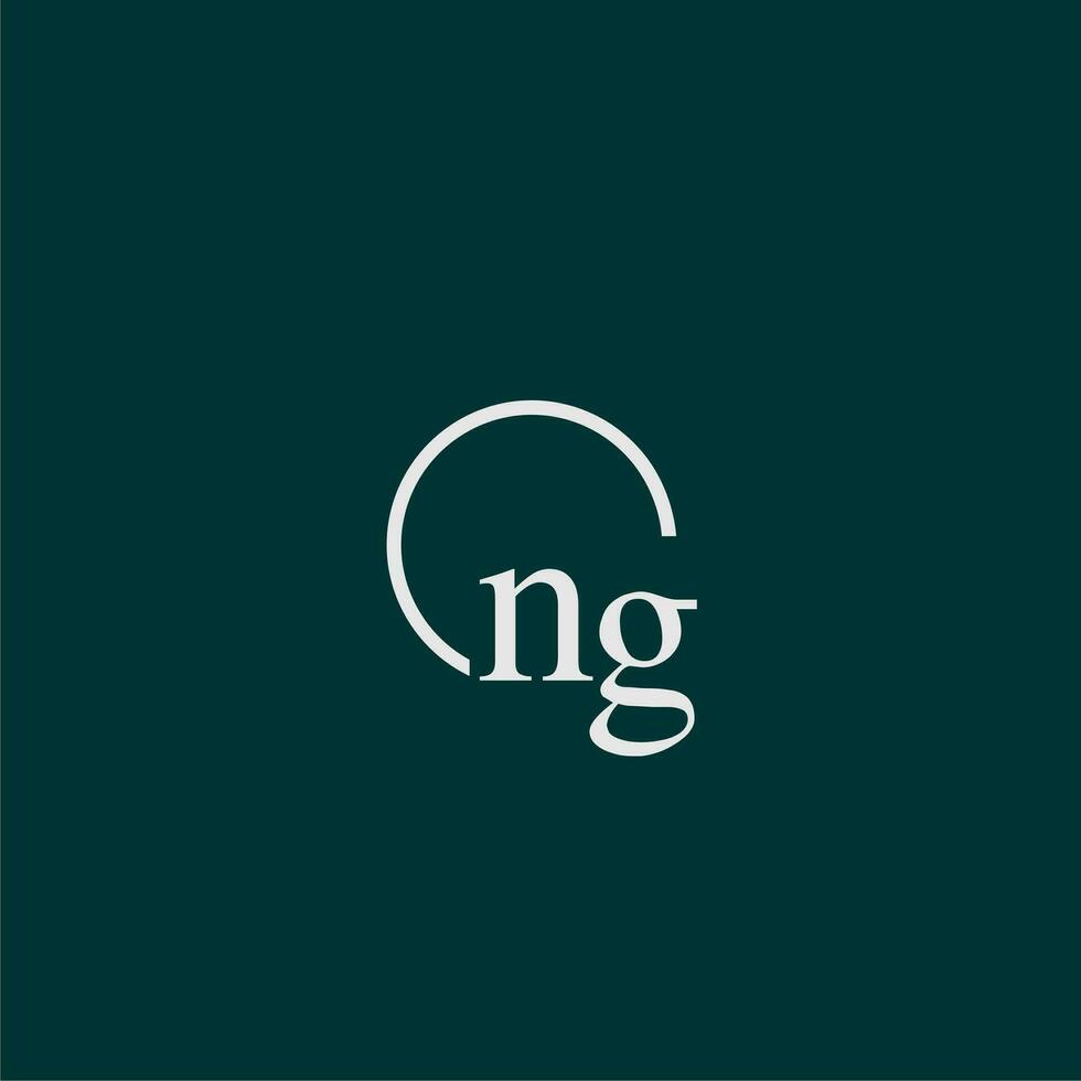 NG initial monogram logo with circle style design vector