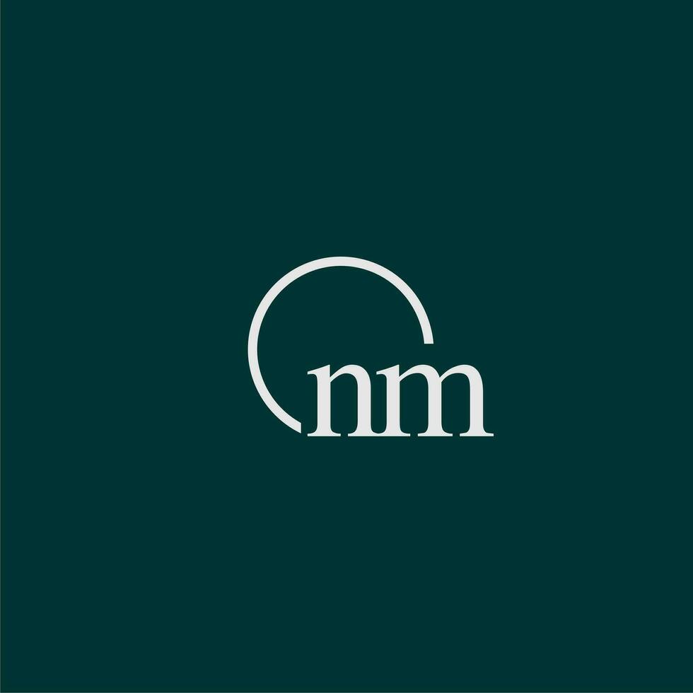 NM initial monogram logo with circle style design vector