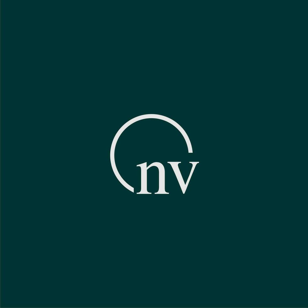 NV initial monogram logo with circle style design vector