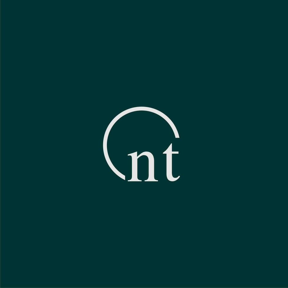 NT initial monogram logo with circle style design vector