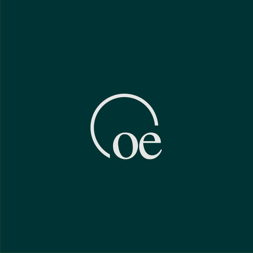 OE initial monogram logo with circle style design vector