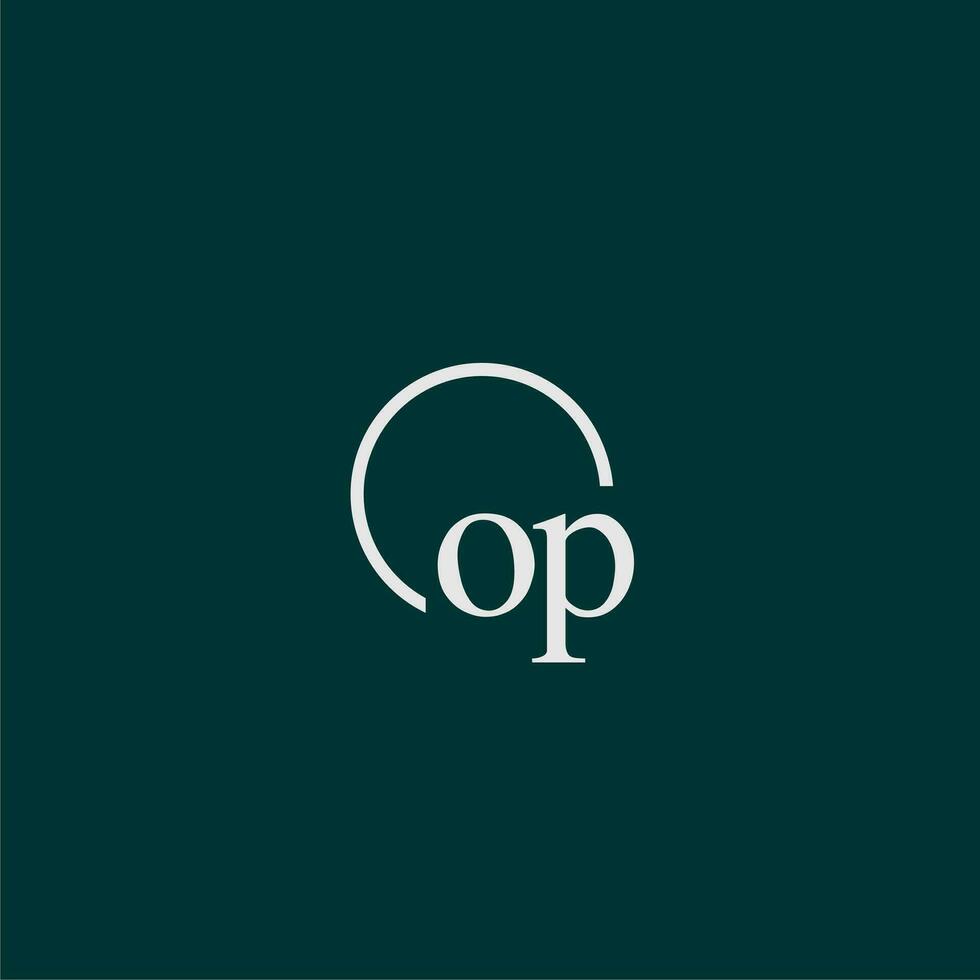 OP initial monogram logo with circle style design vector