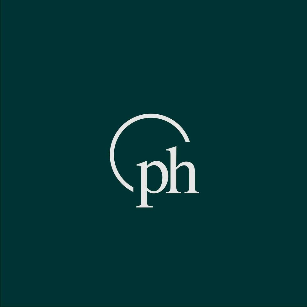 PH initial monogram logo with circle style design vector