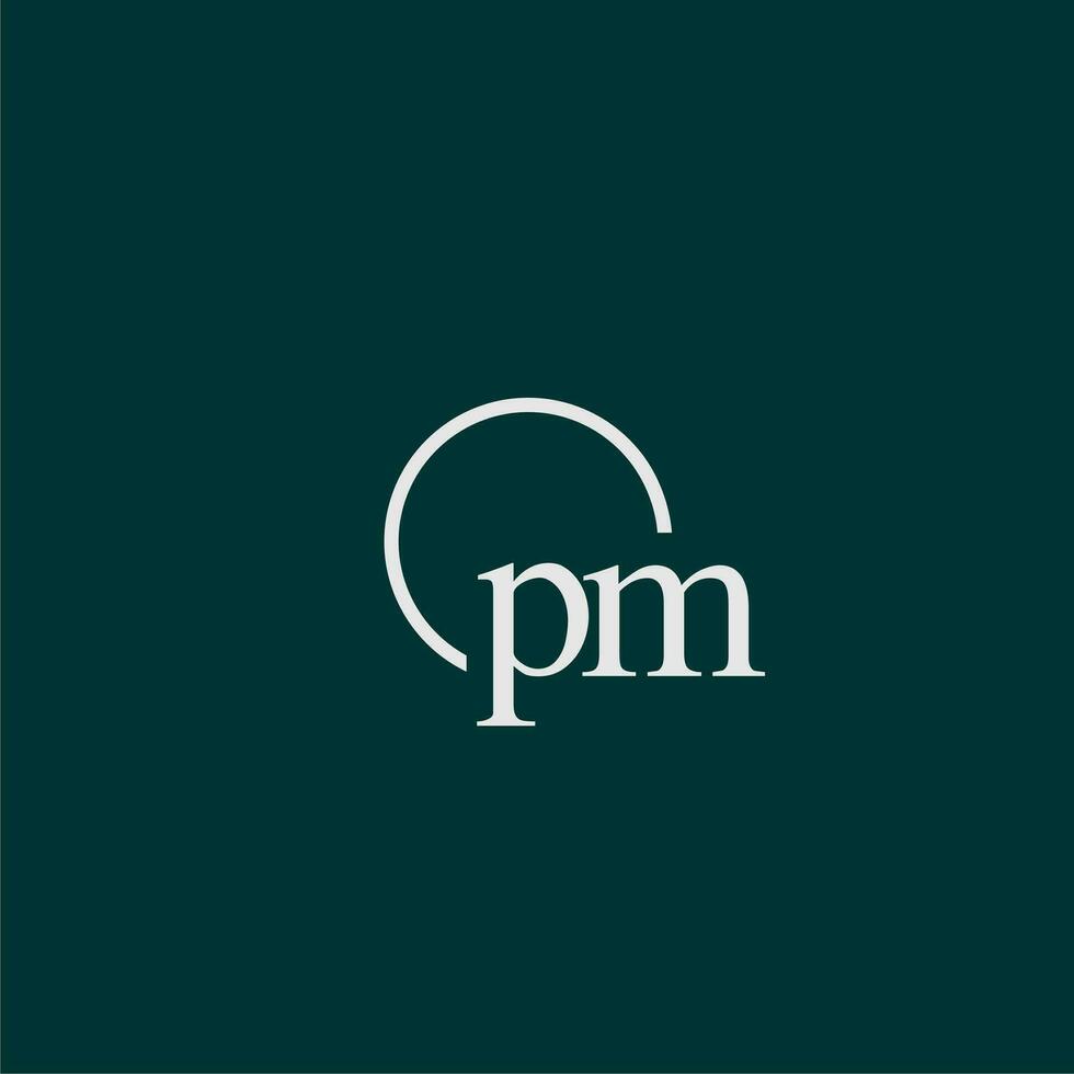 PM initial monogram logo with circle style design vector