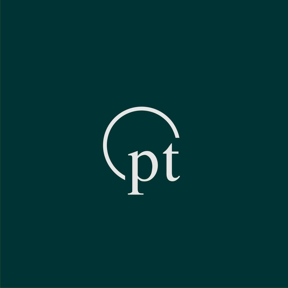 PT initial monogram logo with circle style design vector