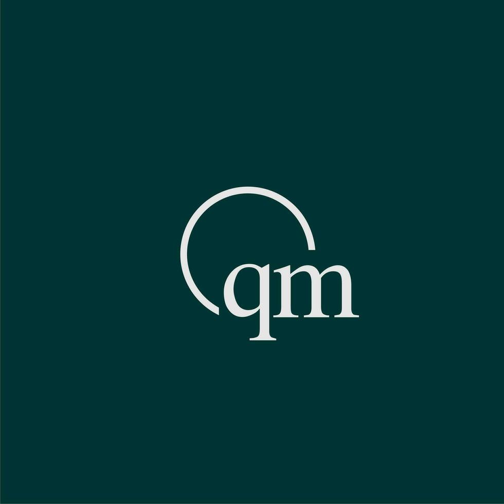 QM initial monogram logo with circle style design vector
