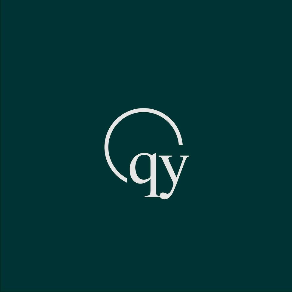 QY initial monogram logo with circle style design vector