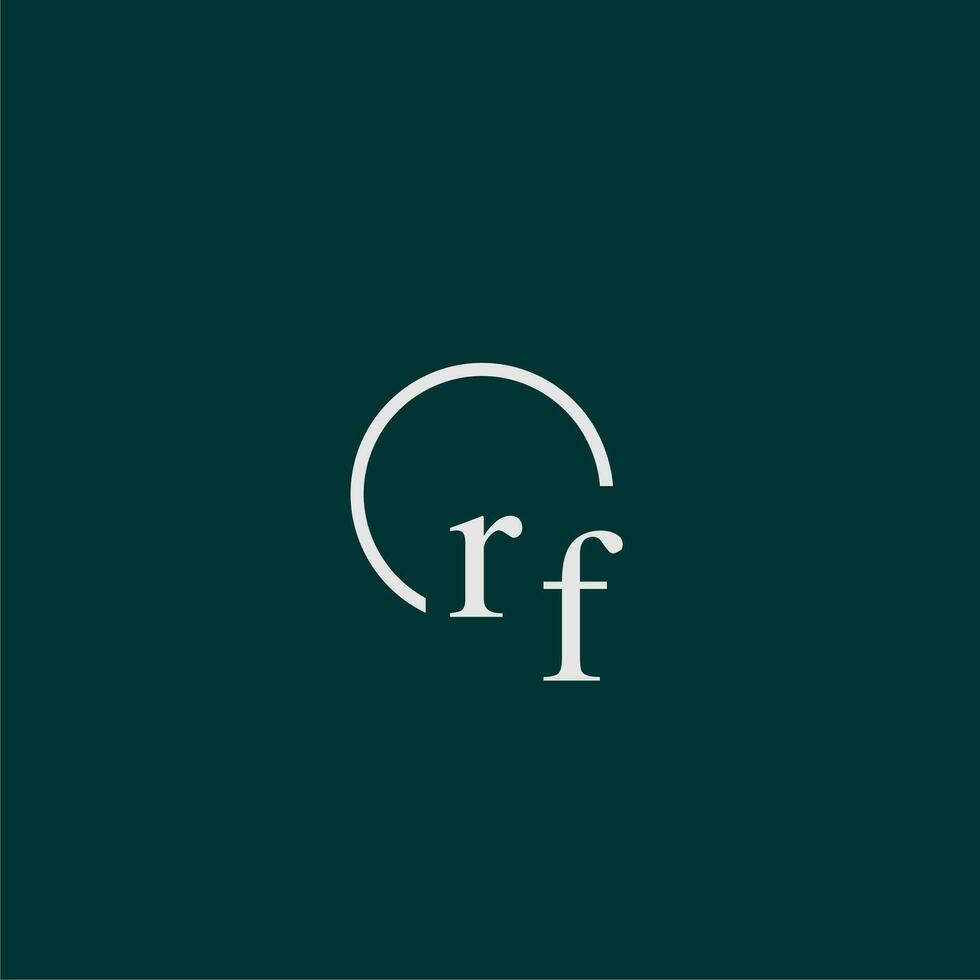 RF initial monogram logo with circle style design vector