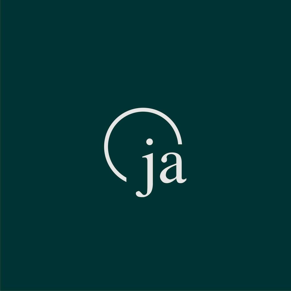 JA initial monogram logo with circle style design vector