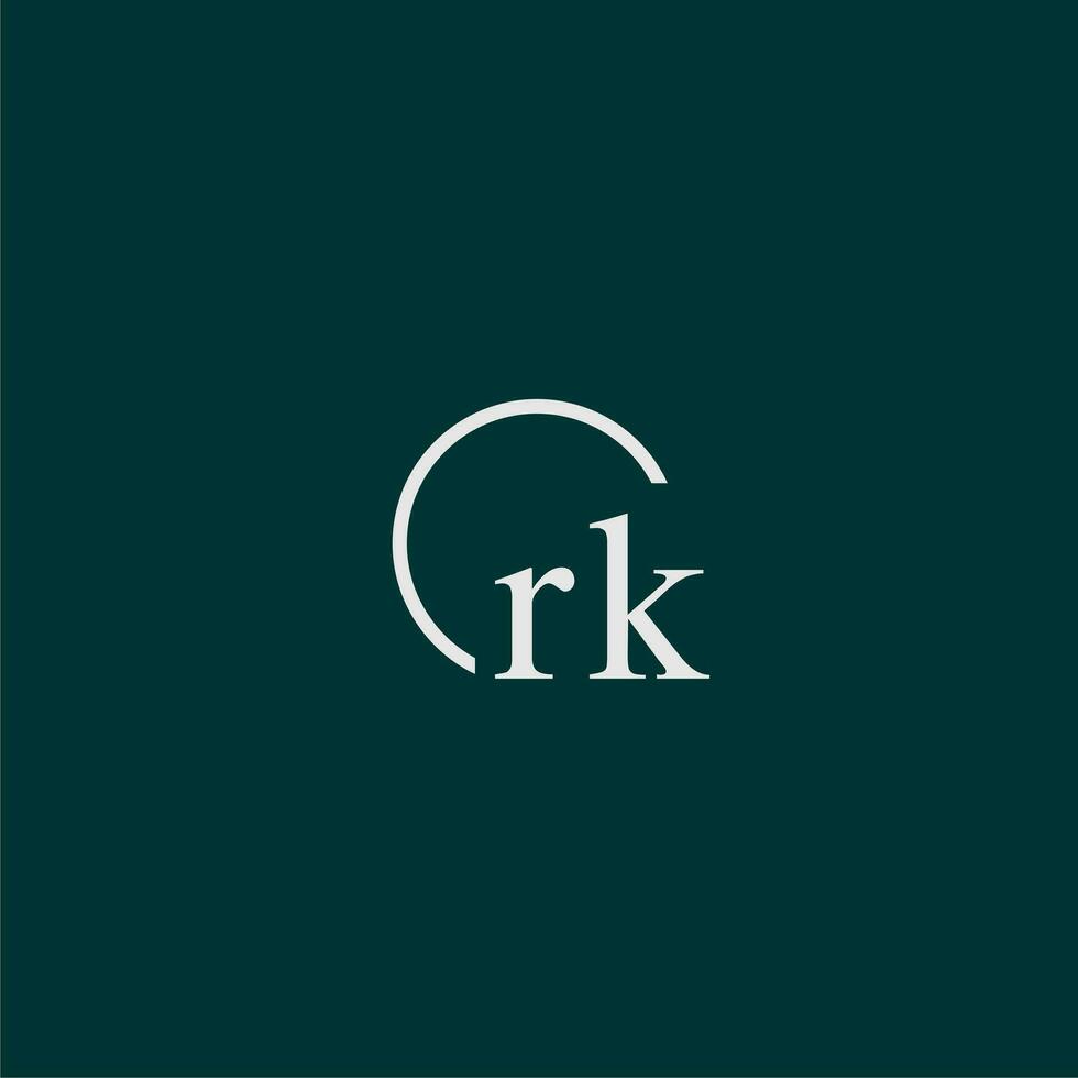 rk inicial monograma logo con circulo estilo diseño vector