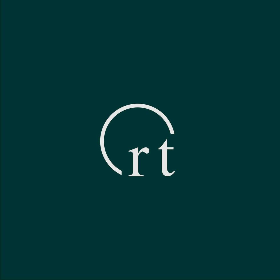 RT initial monogram logo with circle style design vector
