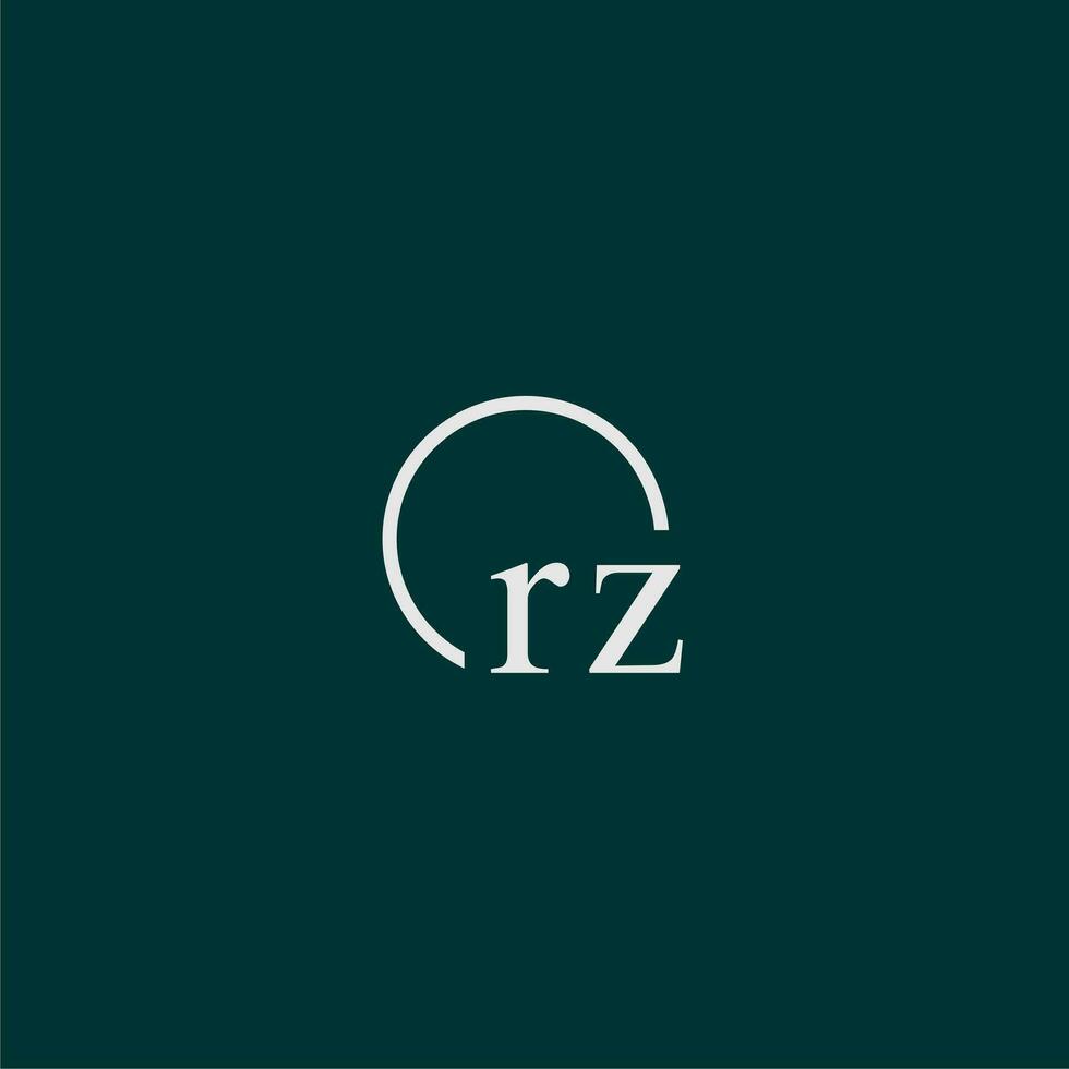 RZ initial monogram logo with circle style design vector