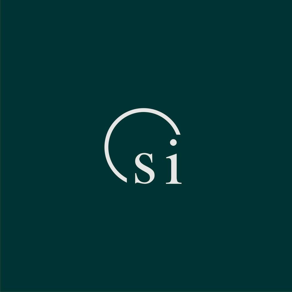 SI initial monogram logo with circle style design vector