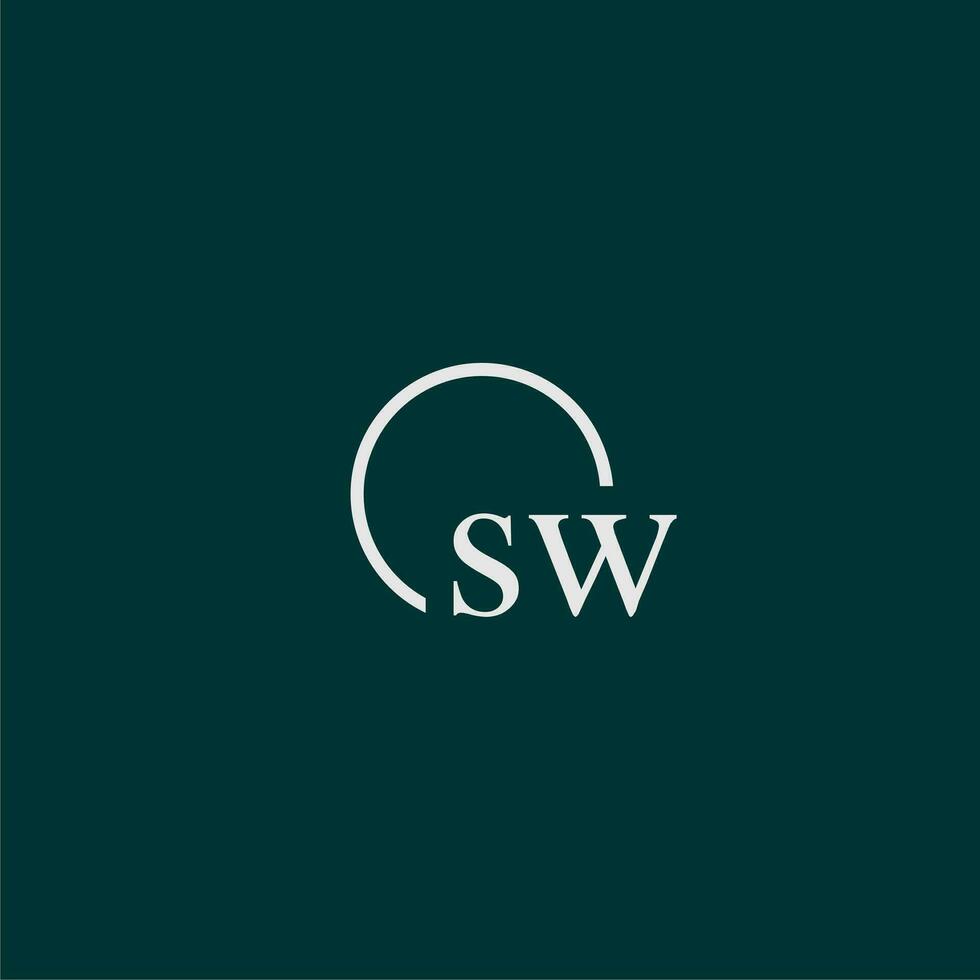 SW initial monogram logo with circle style design vector