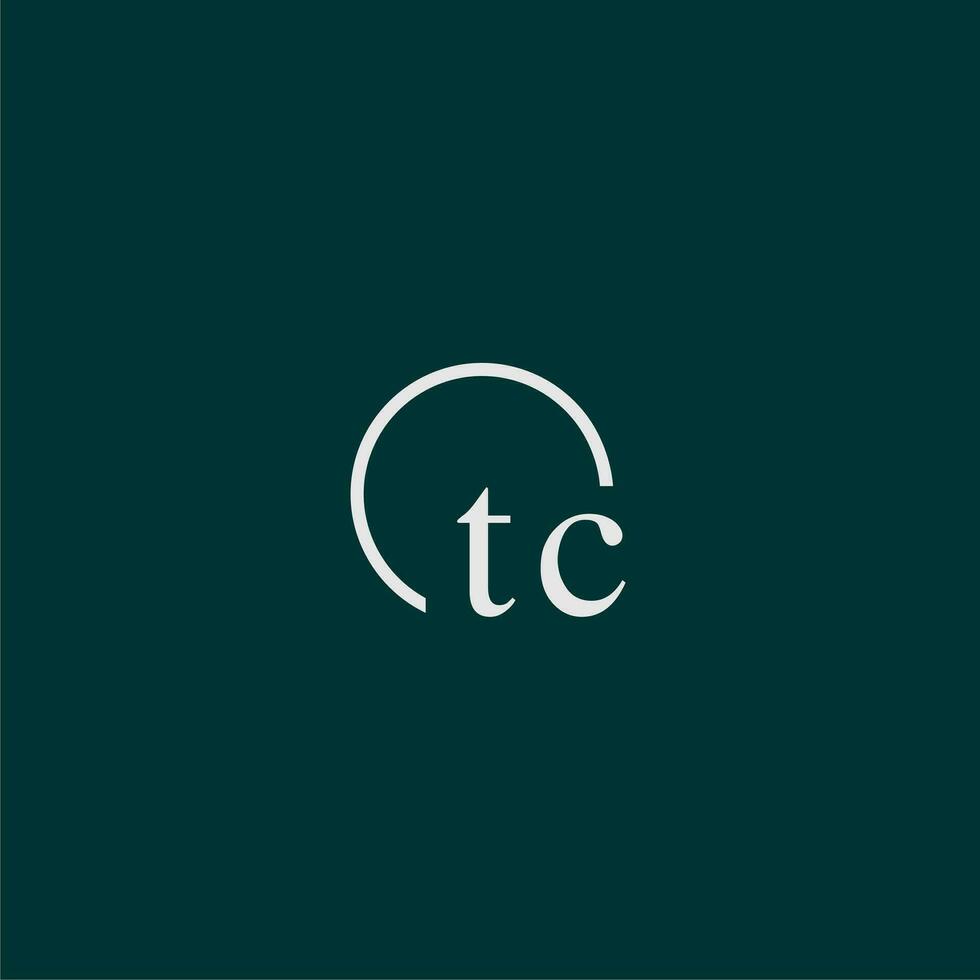 TC initial monogram logo with circle style design vector