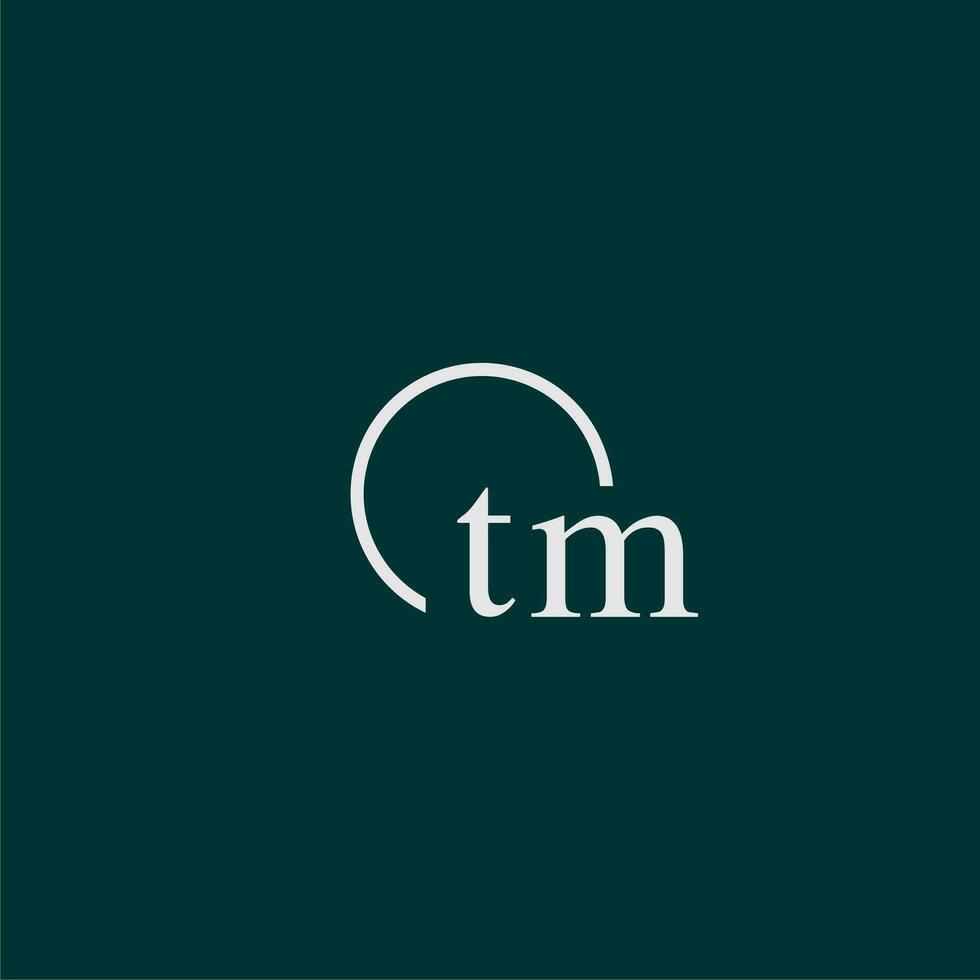 tm inicial monograma logo con circulo estilo diseño vector