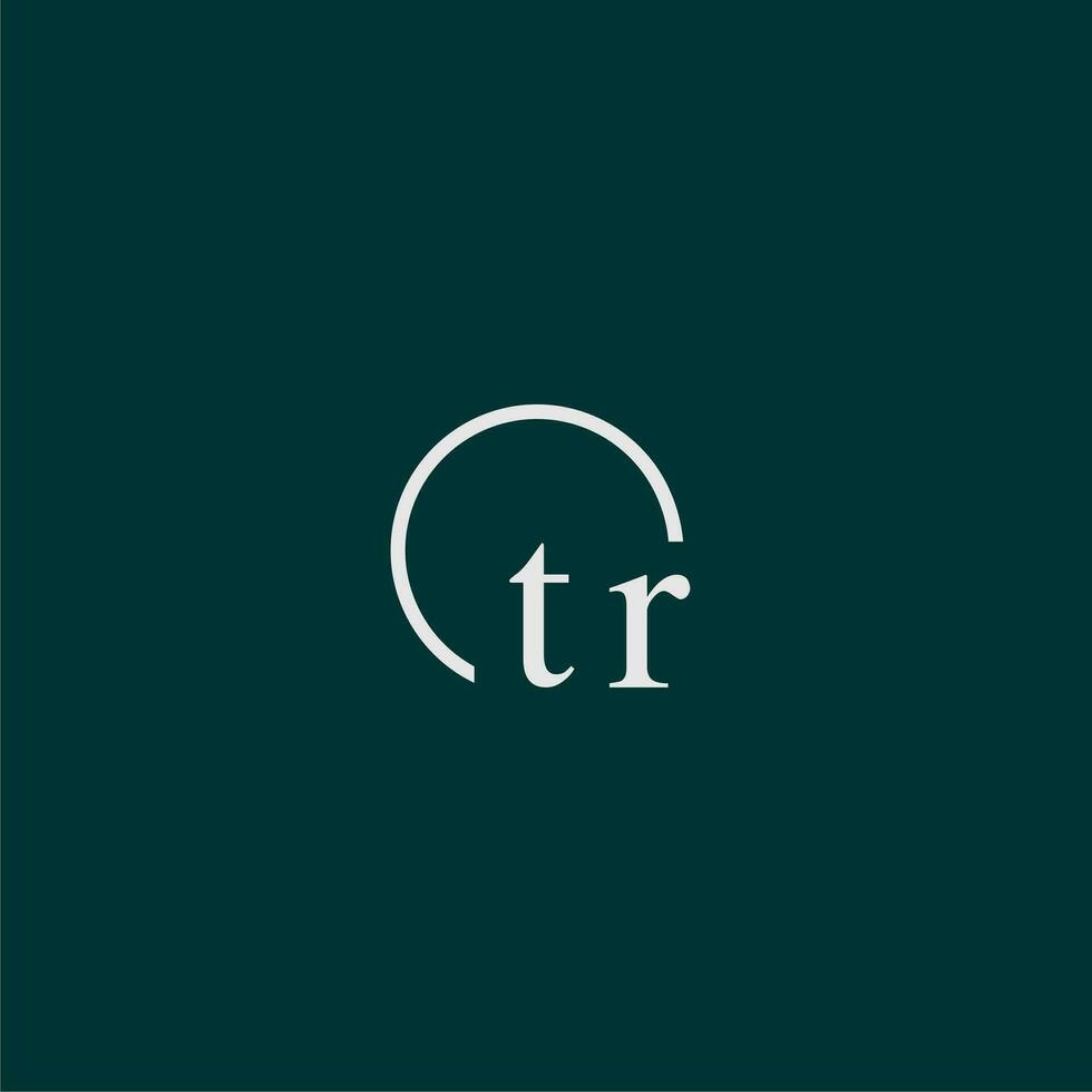 TR initial monogram logo with circle style design vector