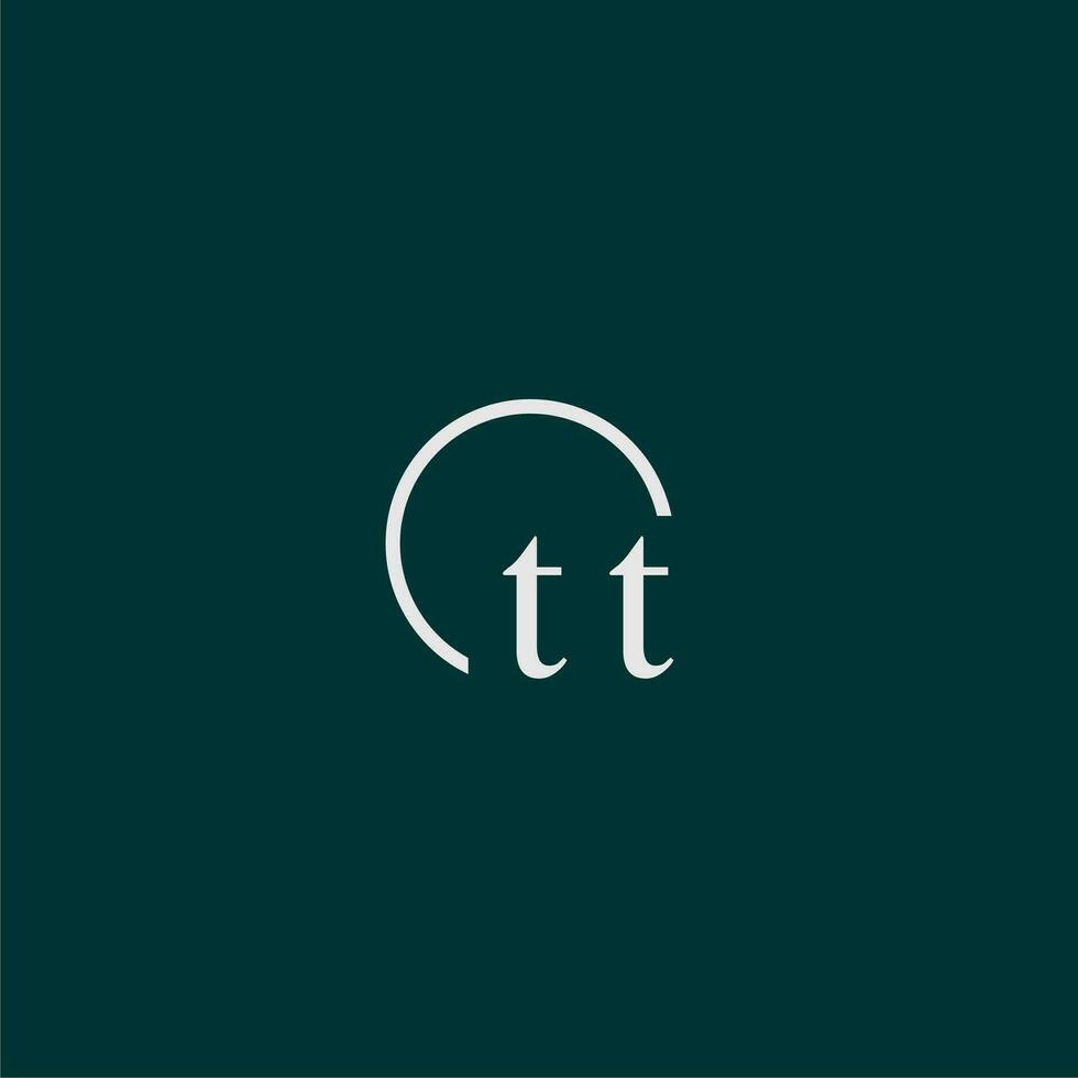 TT initial monogram logo with circle style design vector
