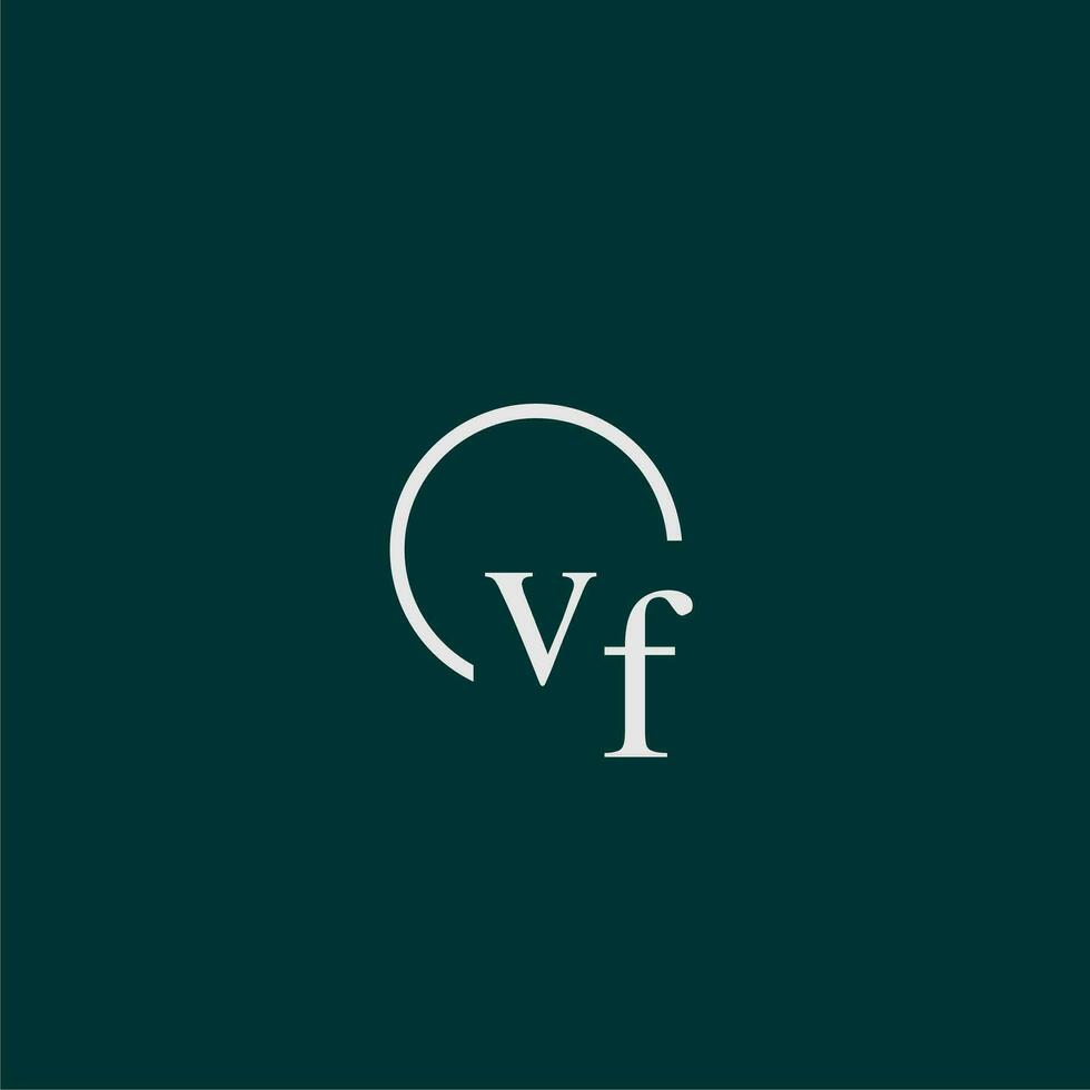 VF initial monogram logo with circle style design vector