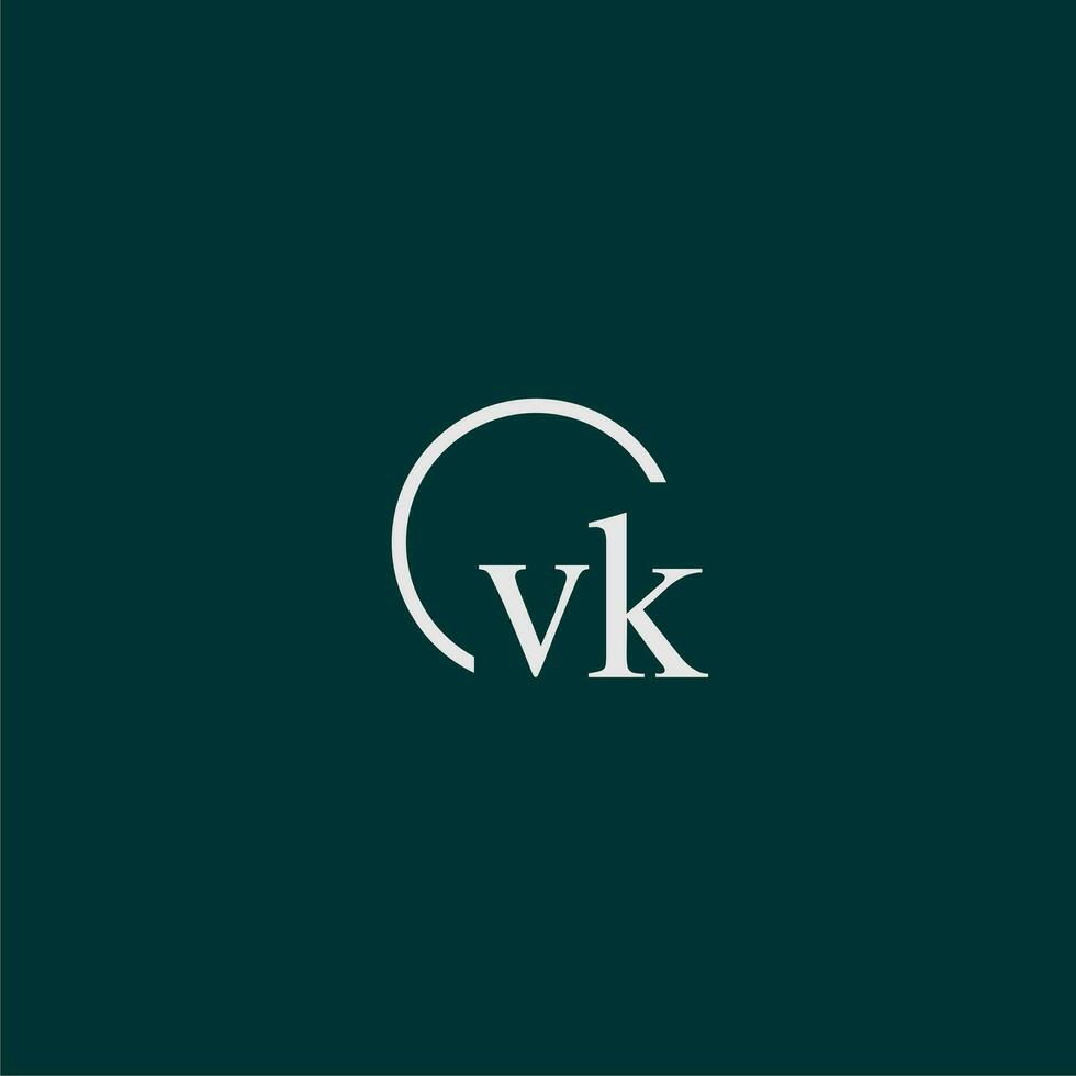 vk inicial monograma logo con circulo estilo diseño vector