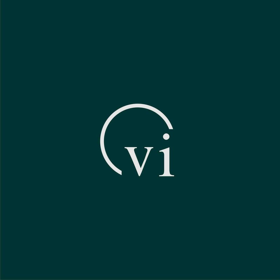 VI initial monogram logo with circle style design vector