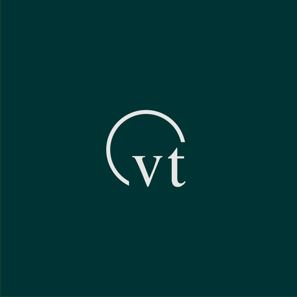 VT initial monogram logo with circle style design vector