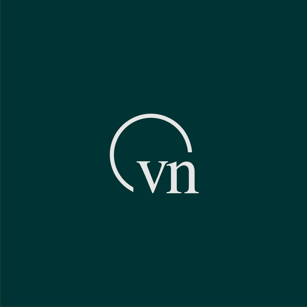 VN initial monogram logo with circle style design vector