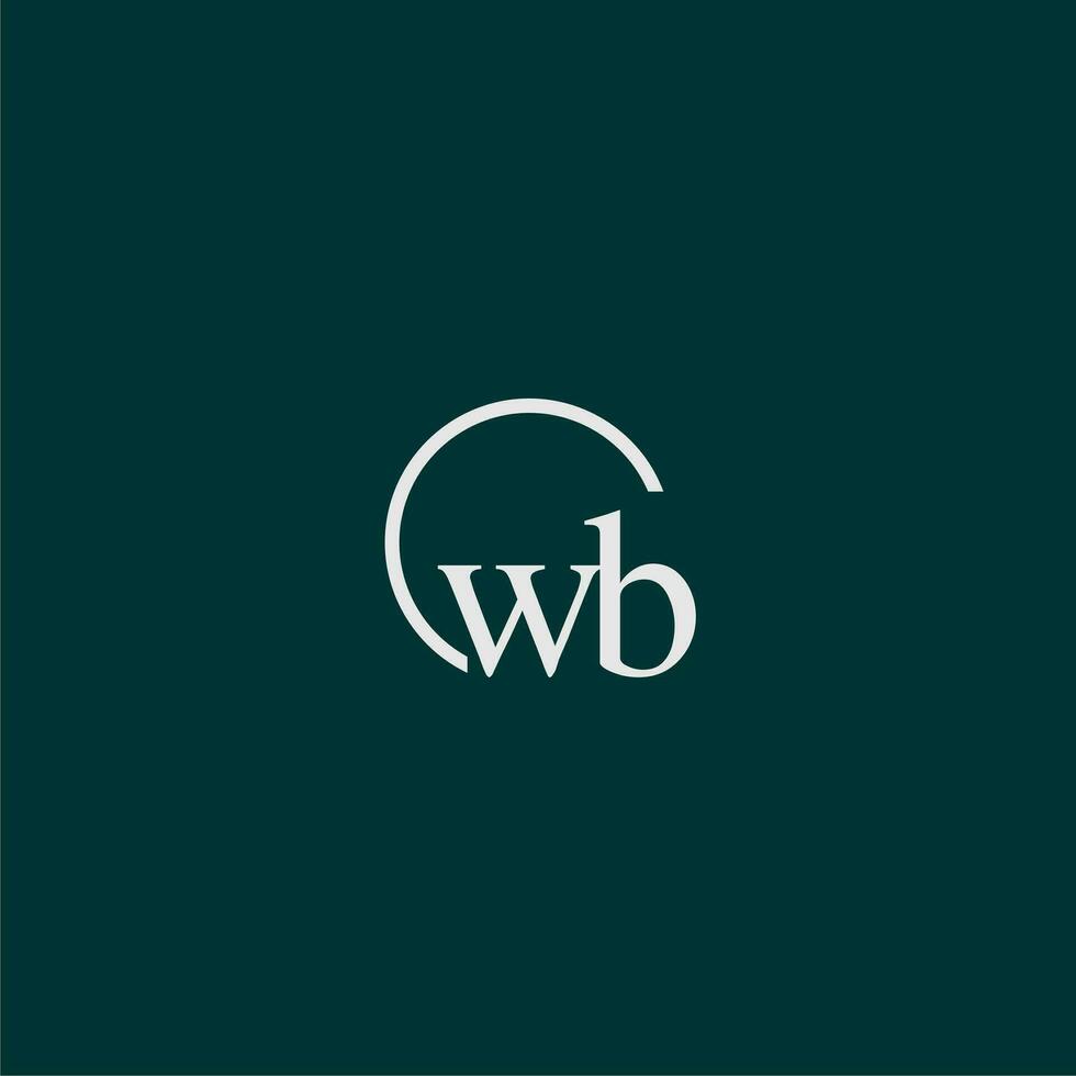 WB initial monogram logo with circle style design vector