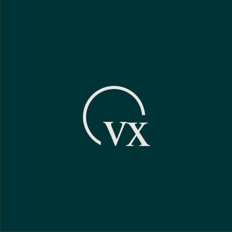 VX initial monogram logo with circle style design vector