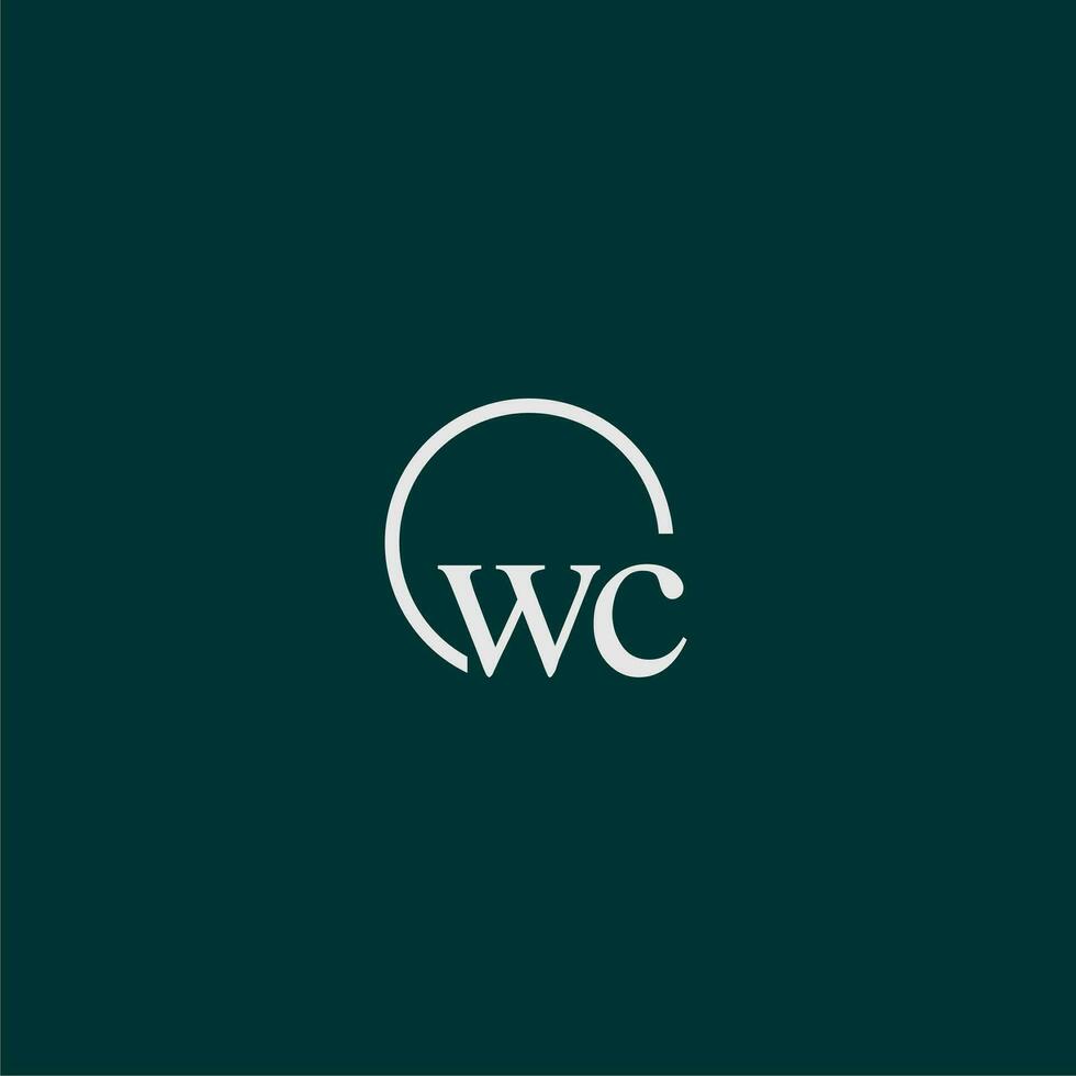 WC initial monogram logo with circle style design vector