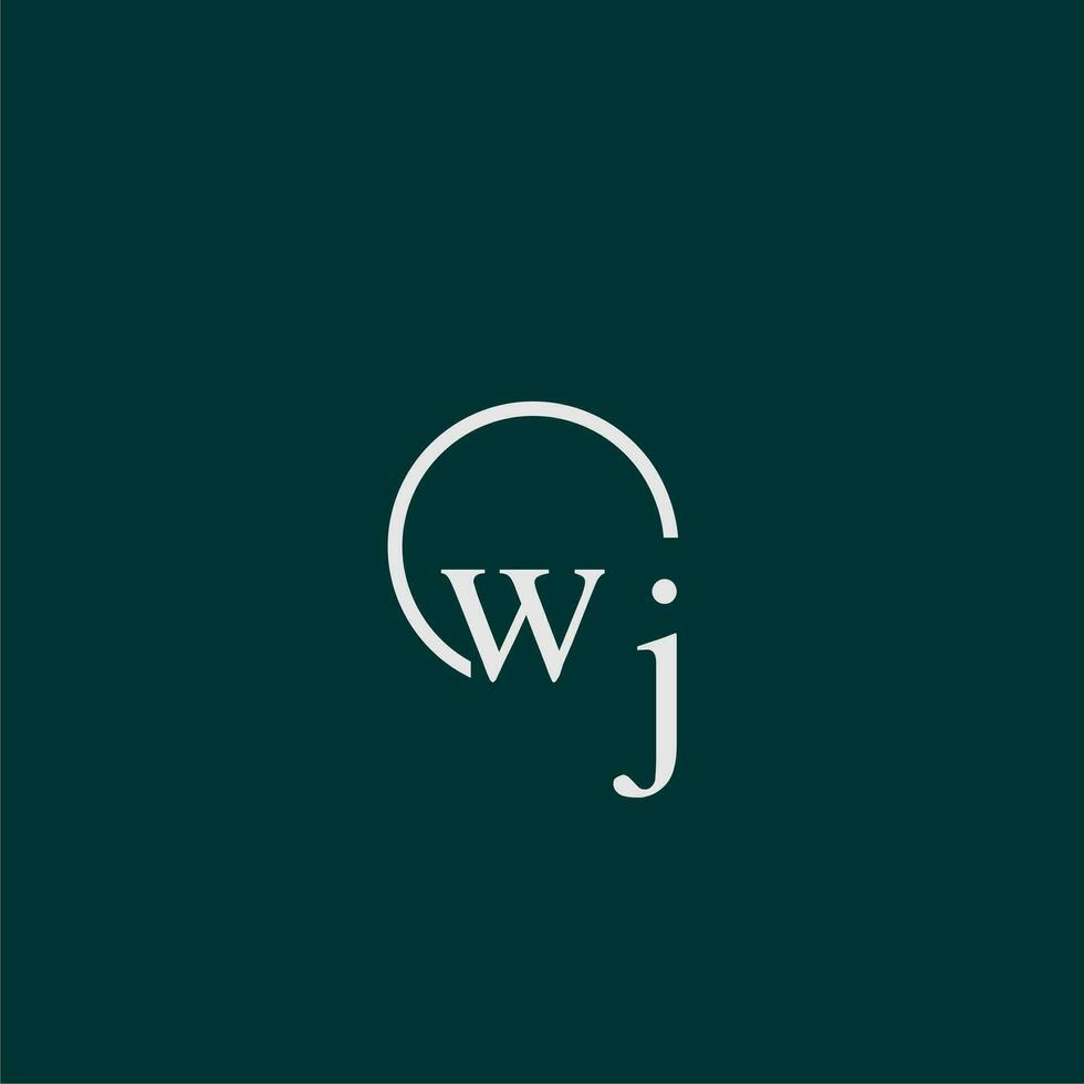 WJ initial monogram logo with circle style design vector