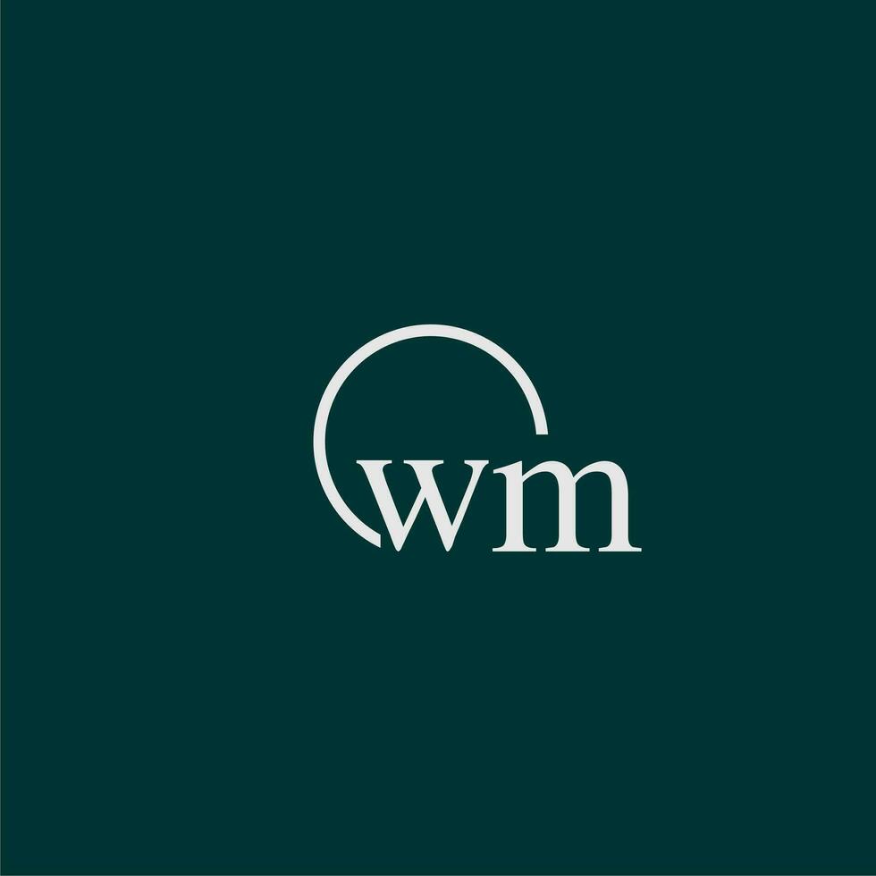 WM initial monogram logo with circle style design vector