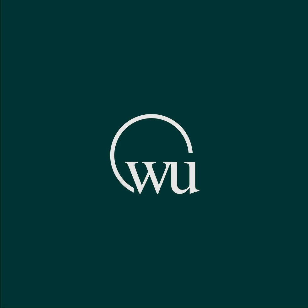 WU initial monogram logo with circle style design vector