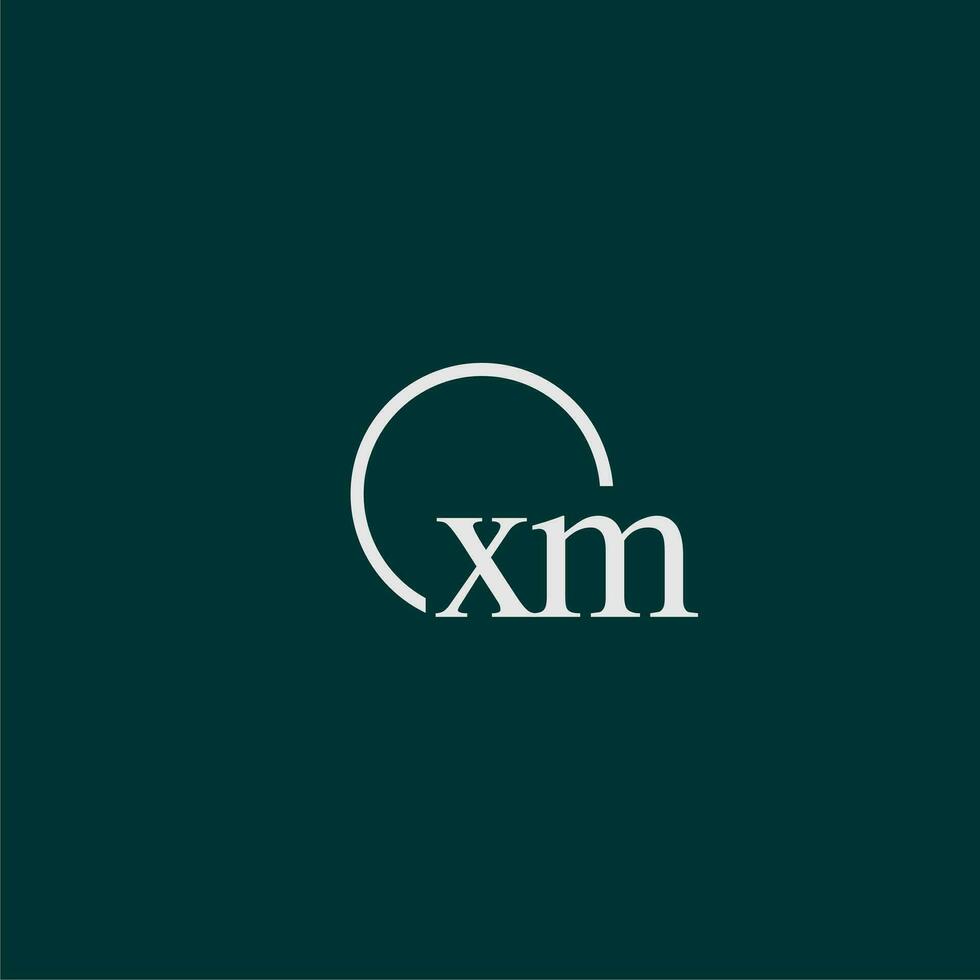 XM initial monogram logo with circle style design vector