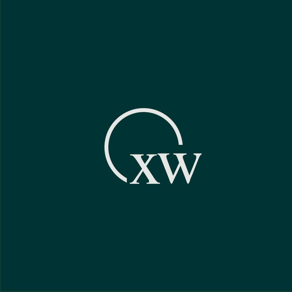 XW initial monogram logo with circle style design vector