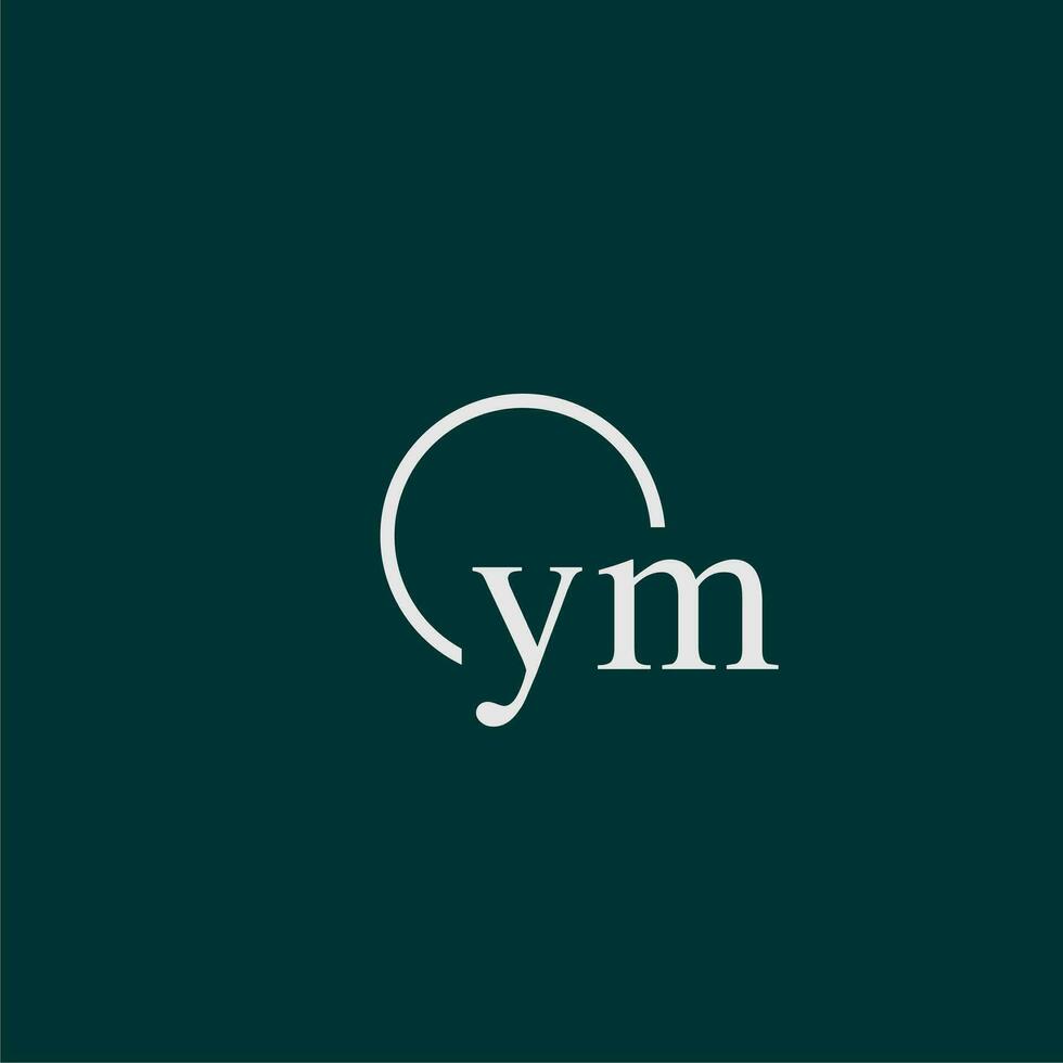 YM initial monogram logo with circle style design vector