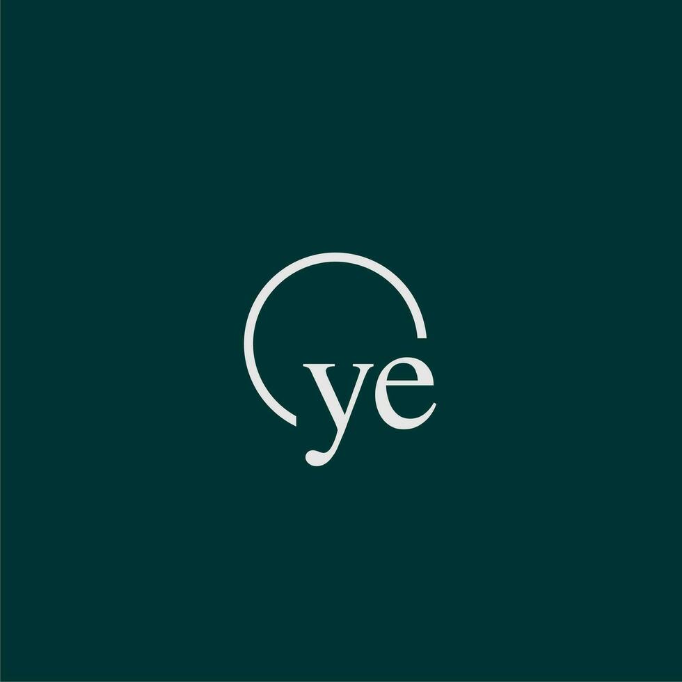 YE initial monogram logo with circle style design vector