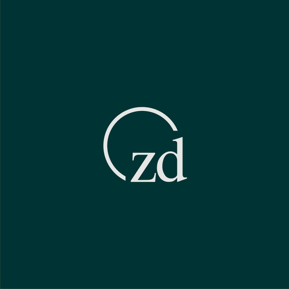 ZD initial monogram logo with circle style design vector